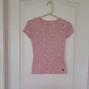 Abercrombie Kids Young Ladies Pink And Floral Short Sleeve Top Size 11/12